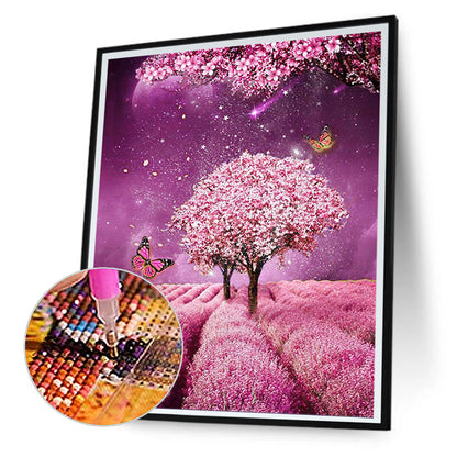 Purple Vibe Tree - Full Round Drill Diamond Painting 30*40CM