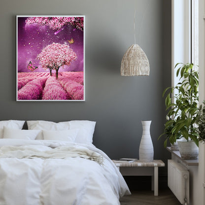 Purple Vibe Tree - Full Round Drill Diamond Painting 30*40CM