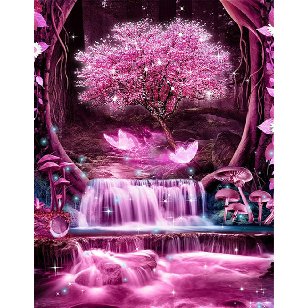 Purple Vibe Tree - Full Round Drill Diamond Painting 30*40CM