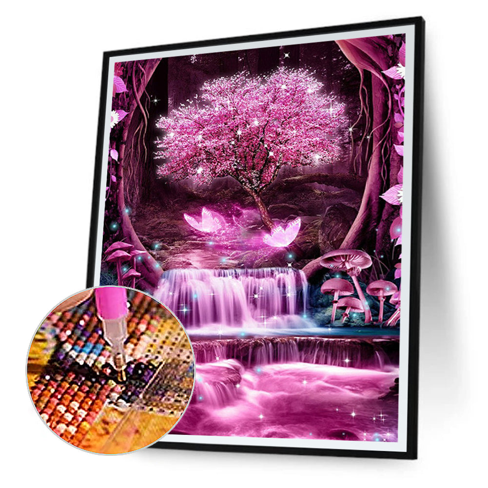 Purple Vibe Tree - Full Round Drill Diamond Painting 30*40CM