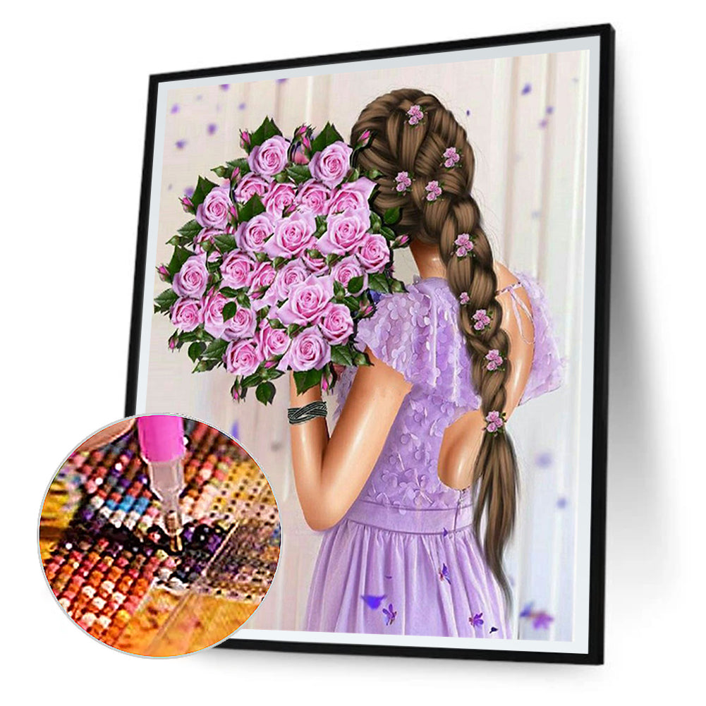 Back View Girl - Full Round Drill Diamond Painting 30*40CM