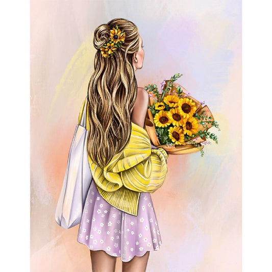 Back View Girl - Full Round Drill Diamond Painting 30*40CM