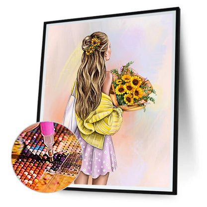 Back View Girl - Full Round Drill Diamond Painting 30*40CM