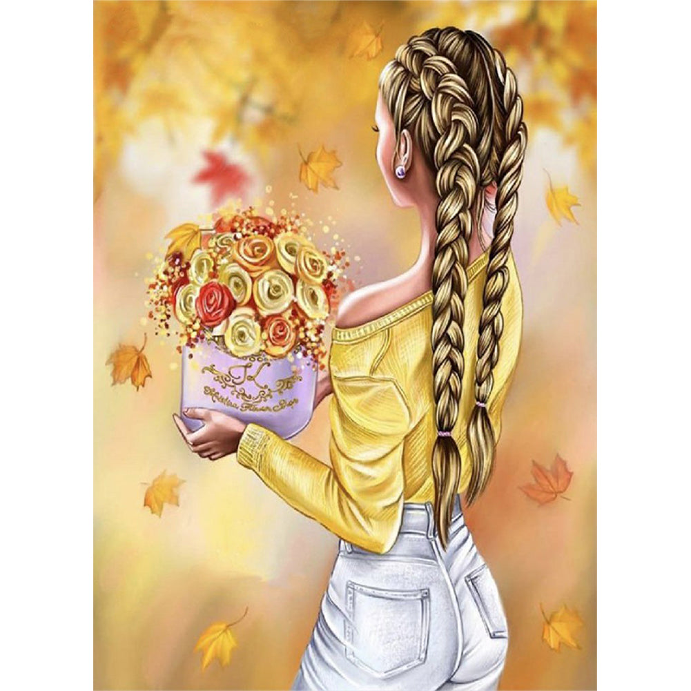 Back View Girl - Full Round Drill Diamond Painting 30*40CM