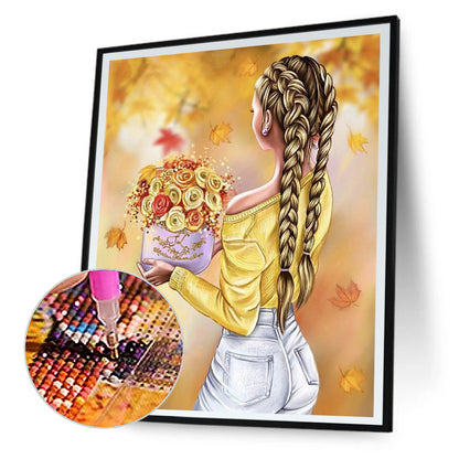 Back View Girl - Full Round Drill Diamond Painting 30*40CM