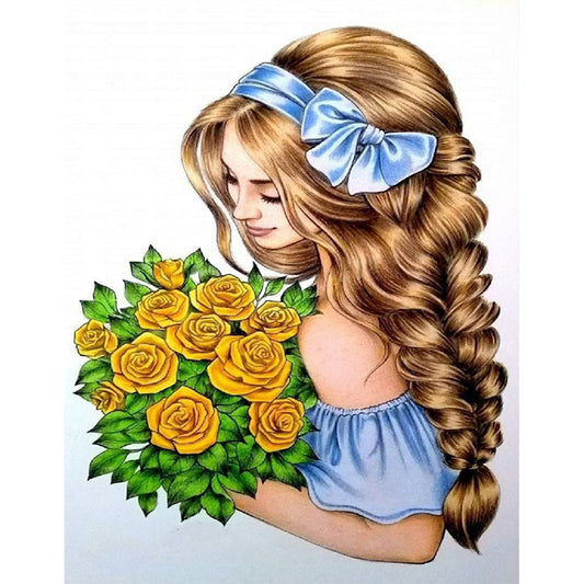 Back View Girl - Full Round Drill Diamond Painting 30*40CM