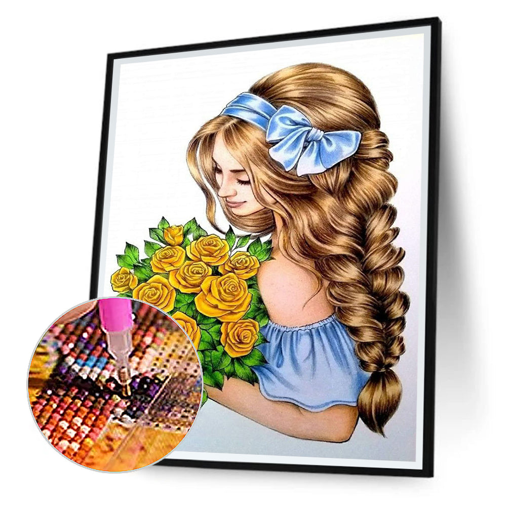 Back View Girl - Full Round Drill Diamond Painting 30*40CM