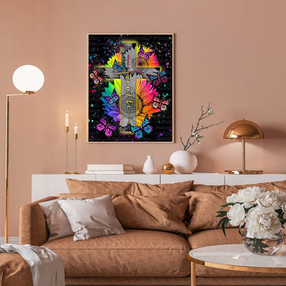 Flower Cross - Full Round Drill Diamond Painting 30*40CM