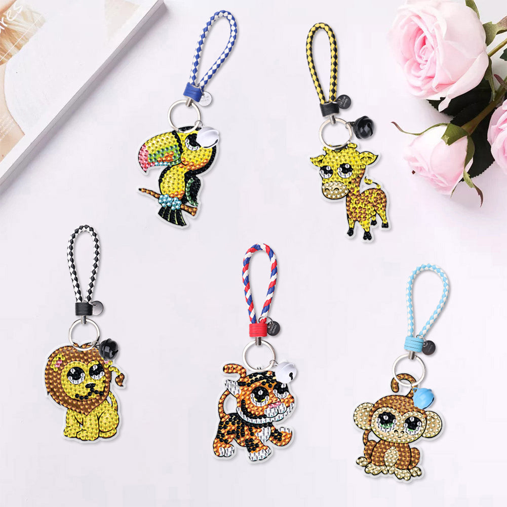 6pcs Car Keychain Art Craft DIY Handmade Double Sided Hanging Ornament for Gifts