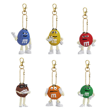 6pcs DIY Double Sided Car Keychain Art Craft Handmade Hanging Ornament for Gifts