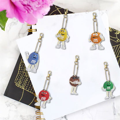 6pcs DIY Double Sided Car Keychain Art Craft Handmade Hanging Ornament for Gifts