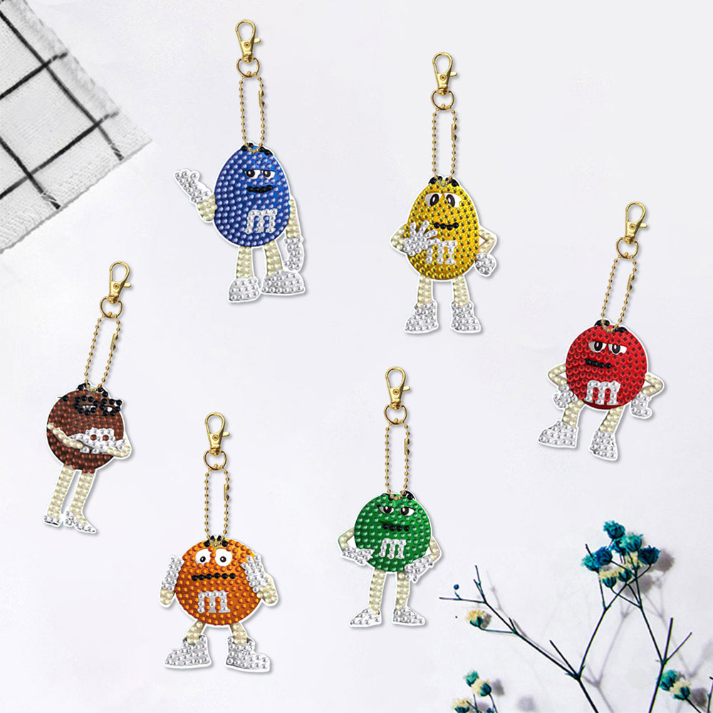 6pcs DIY Double Sided Car Keychain Art Craft Handmade Hanging Ornament for Gifts