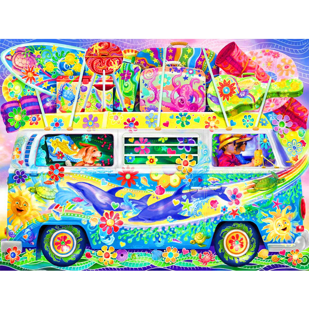 Colorful Bus - Full Round Drill Diamond Painting 50*40CM