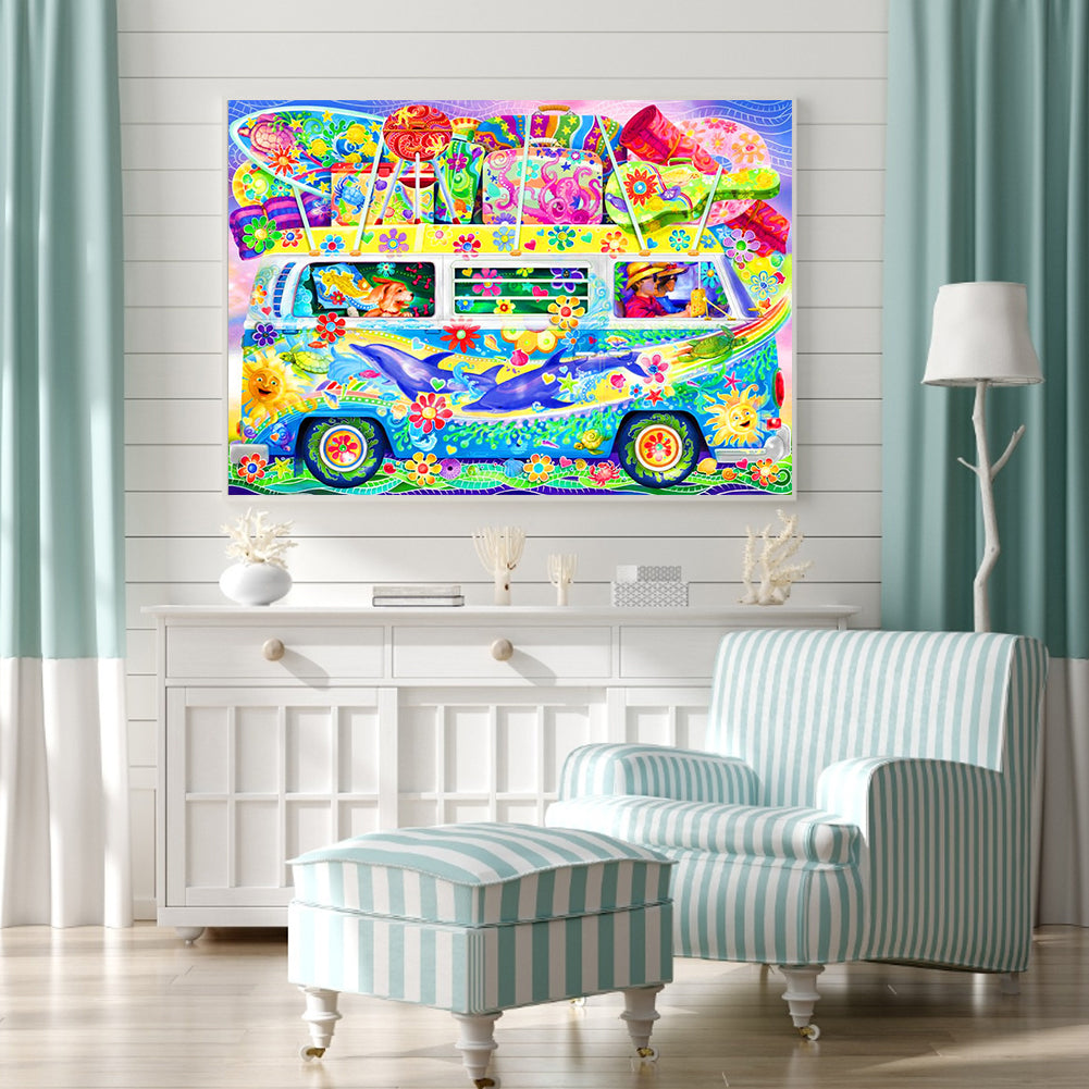 Colorful Bus - Full Round Drill Diamond Painting 50*40CM