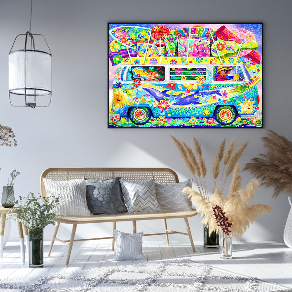 Colorful Bus - Full Round Drill Diamond Painting 50*40CM