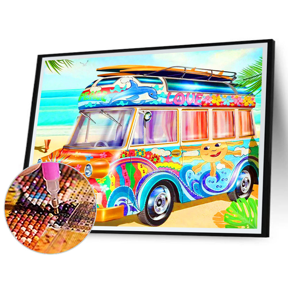 Colorful Bus - Full Round Drill Diamond Painting 50*40CM