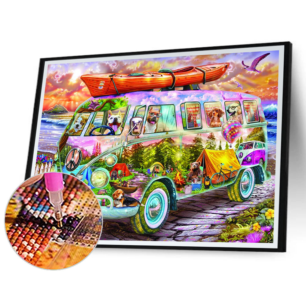 Colorful Bus - Full Round Drill Diamond Painting 50*40CM