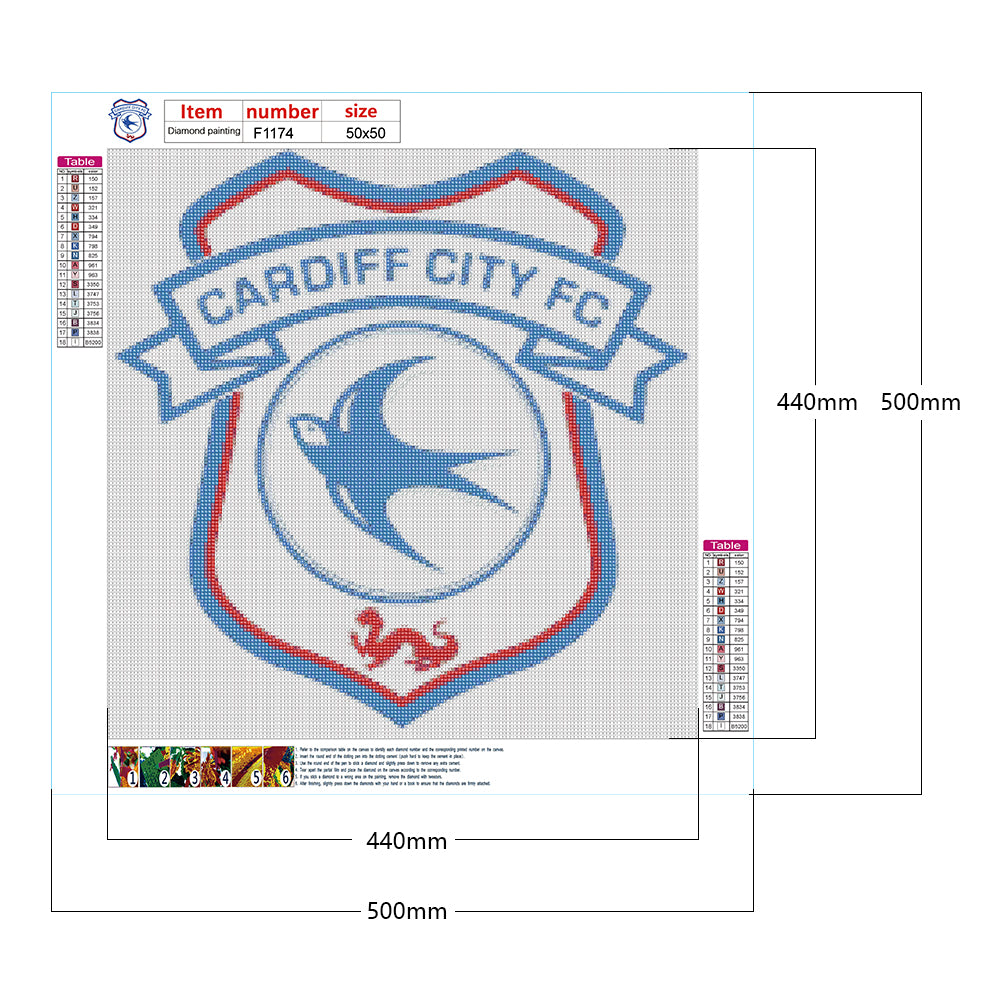 Cardiff City Football Club - Full Square Drill Diamond Painting 50*50CM