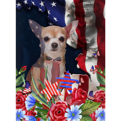 Independence Day Style Puppy - Full Round Drill Diamond Painting 30*40CM