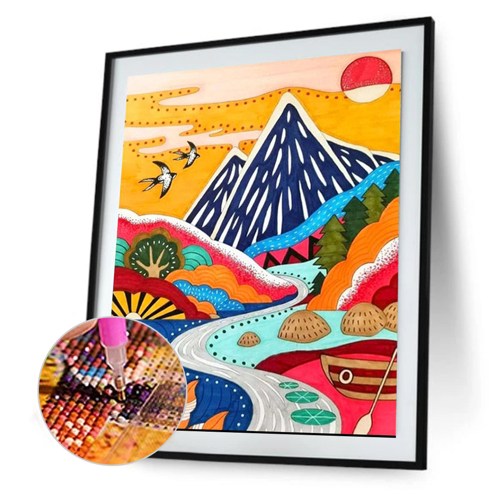 Painted Landscape - Full Round Drill Diamond Painting 30*40CM