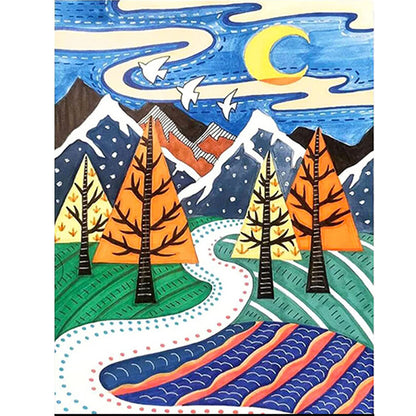 Painted Landscape - Full Round Drill Diamond Painting 30*40CM