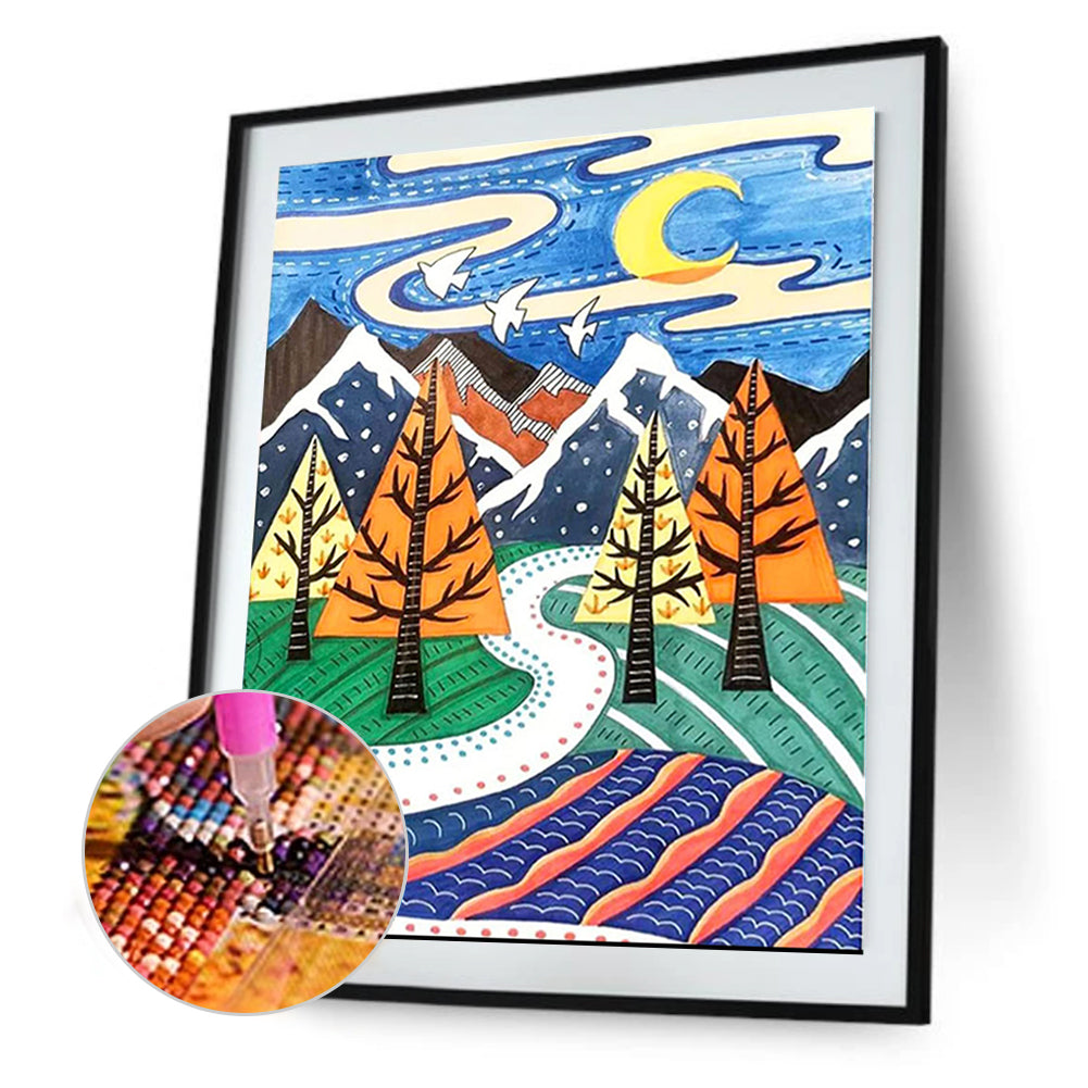 Painted Landscape - Full Round Drill Diamond Painting 30*40CM