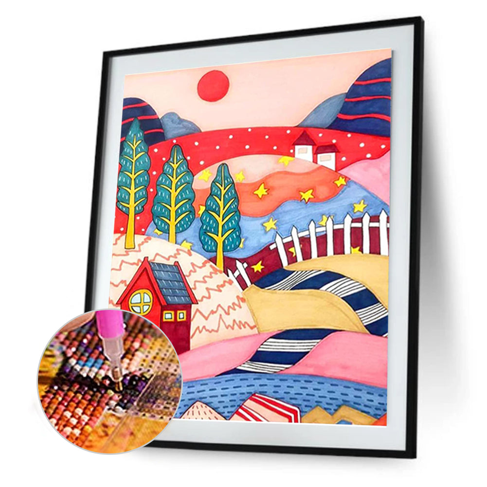Painted Landscape - Full Round Drill Diamond Painting 30*40CM