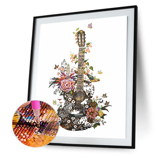 Flower Guitar - Full Round Drill Diamond Painting 30*40CM