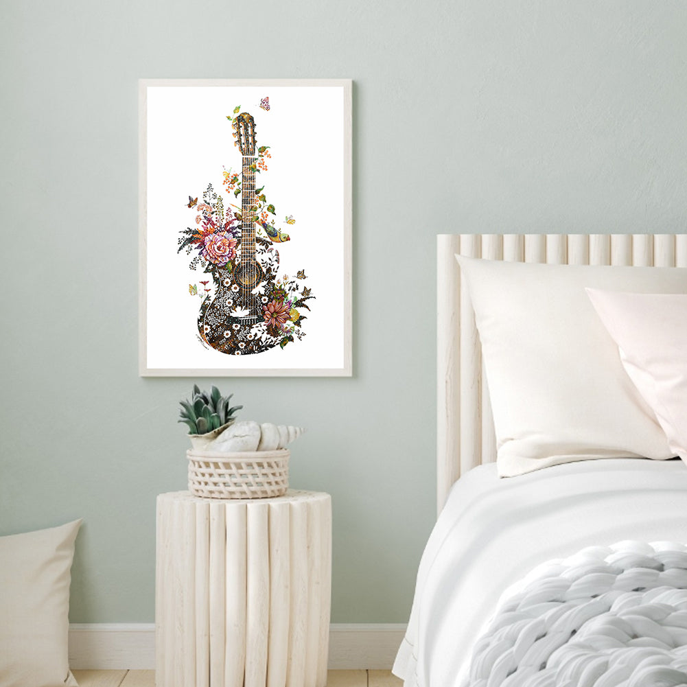 Flower Guitar - Full Round Drill Diamond Painting 30*40CM