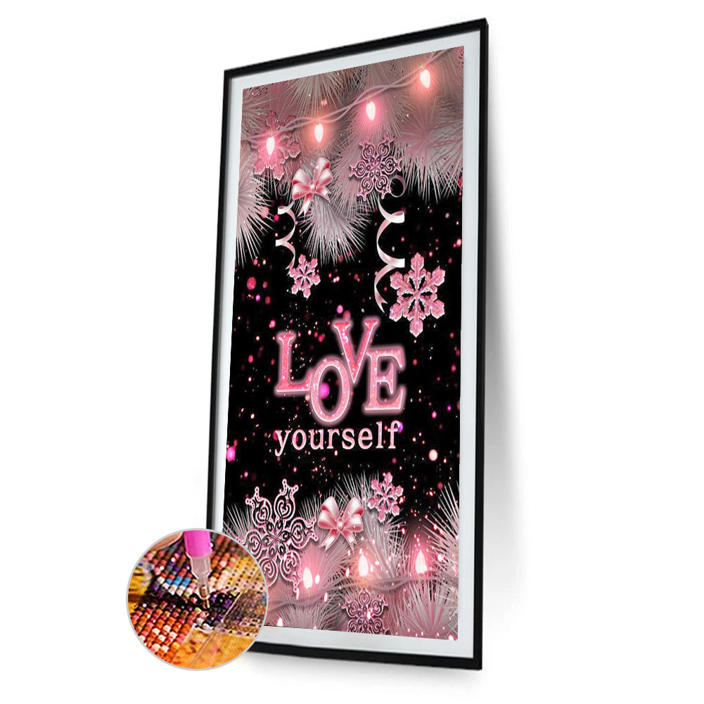 Pink Decorative Painting Love Yourself - Full Round Drill Diamond Painting 40*70CM