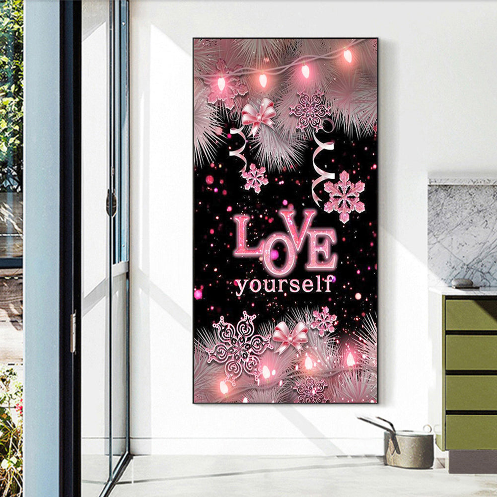 Pink Decorative Painting Love Yourself - Full Round Drill Diamond Painting 40*70CM