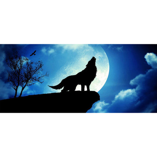 Howling Moonlight Wolf - Full Square Drill Diamond Painting 80*40CM