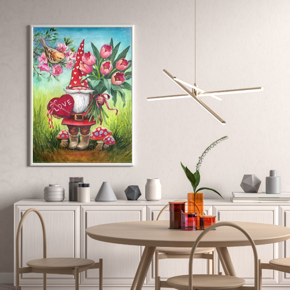 Flower Delivery Gnome - Full Round Drill Diamond Painting 30*40CM