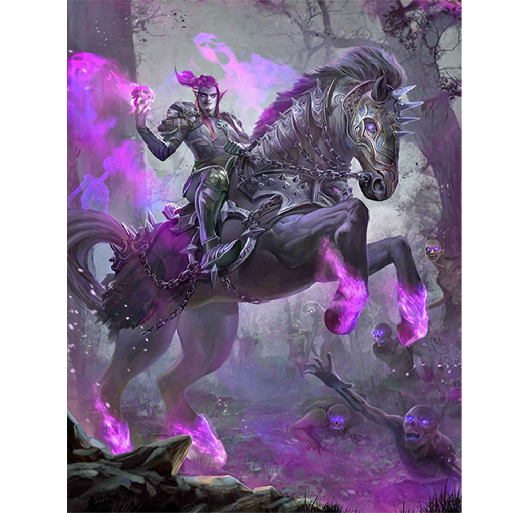 Purple Flame Warhorse - Full Round Drill Diamond Painting 40*50CM