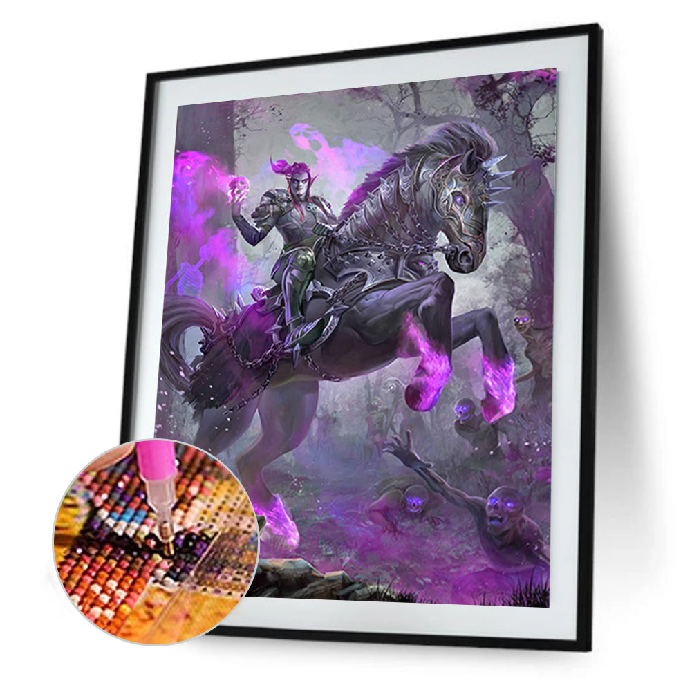 Purple Flame Warhorse - Full Round Drill Diamond Painting 40*50CM