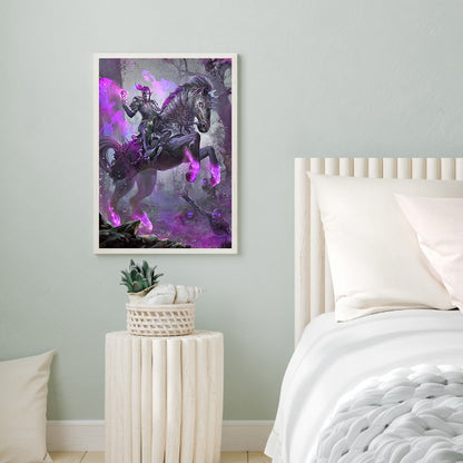 Purple Flame Warhorse - Full Round Drill Diamond Painting 40*50CM