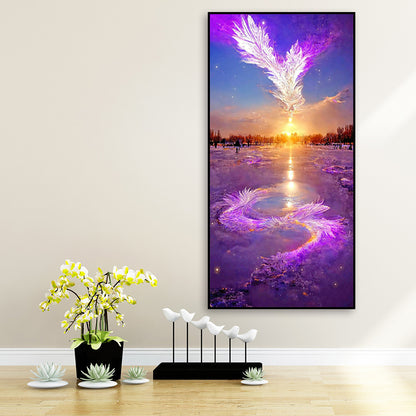 Purple Ice Sculpture On The Lake - Full Round Drill Diamond Painting 40*70CM