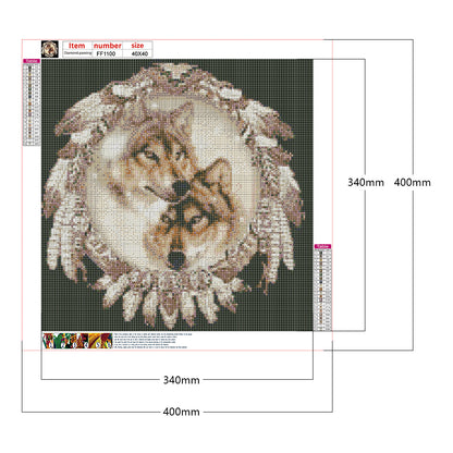 Wolf Head Dream Catcher - Full Round Drill Diamond Painting 40*40CM