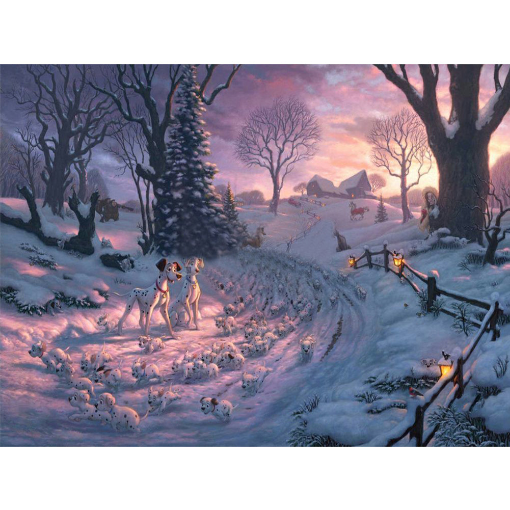 Snow Scene - Full Round Drill Diamond Painting 50*40CM