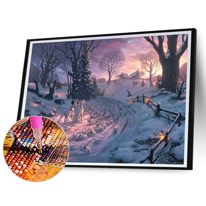 Snow Scene - Full Round Drill Diamond Painting 50*40CM