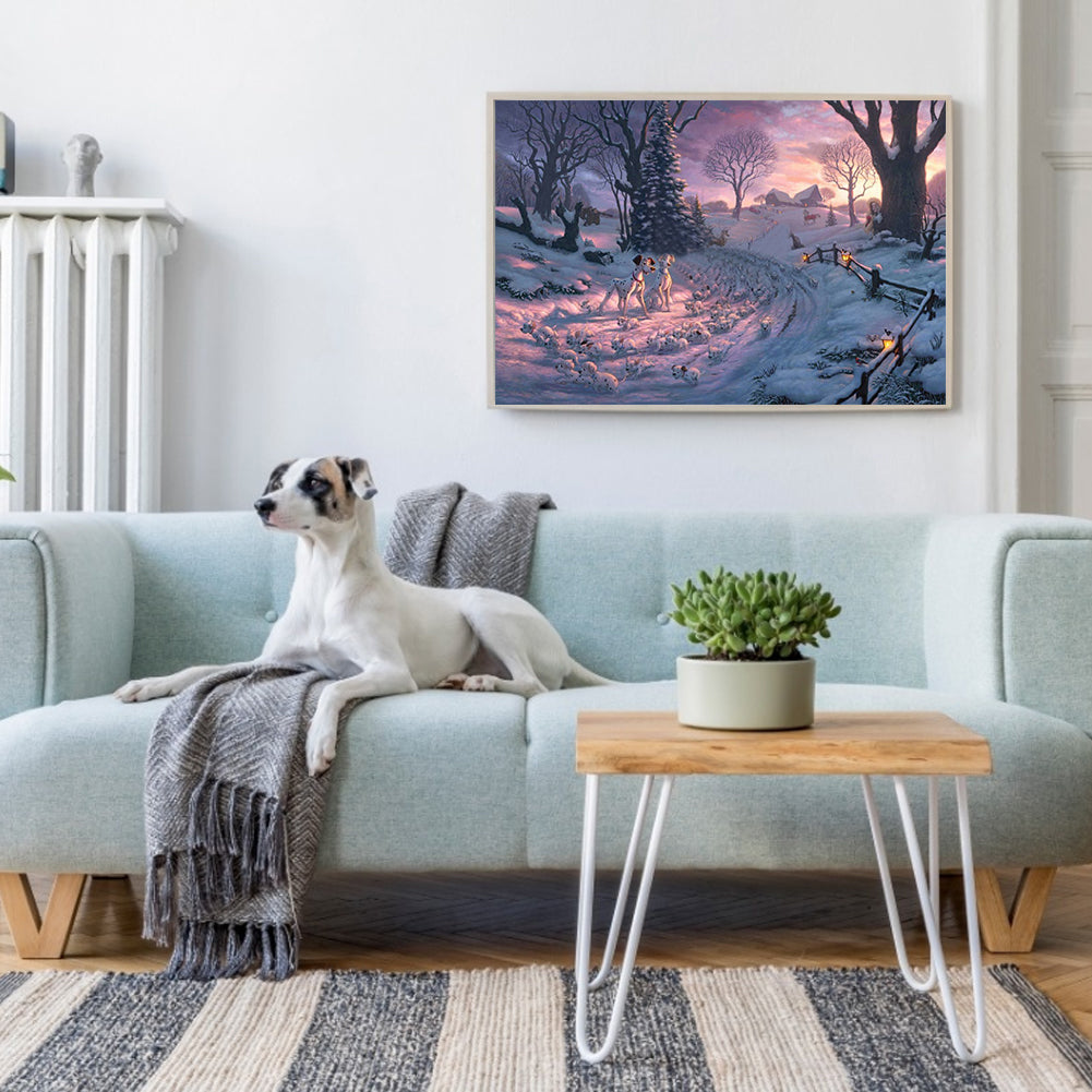 Snow Scene - Full Round Drill Diamond Painting 50*40CM