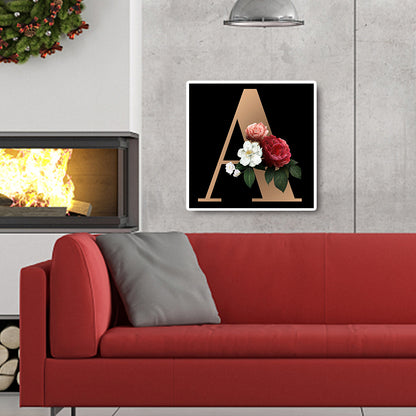 Dark Flower Letter A - Full Square Drill Diamond Painting 45*45CM
