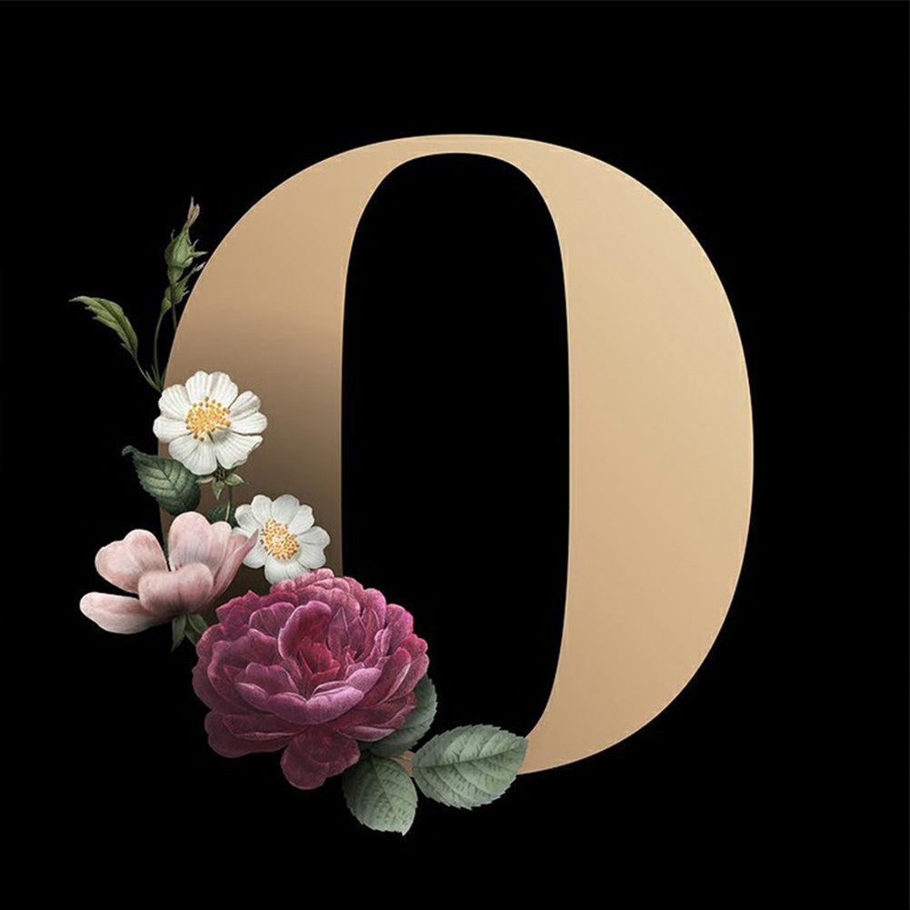 Dark Floral Letter O - Full Square Drill Diamond Painting 45*45CM