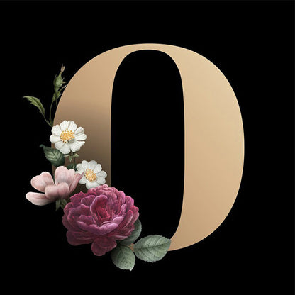 Dark Floral Letter O - Full Square Drill Diamond Painting 45*45CM