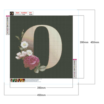 Dark Floral Letter O - Full Square Drill Diamond Painting 45*45CM