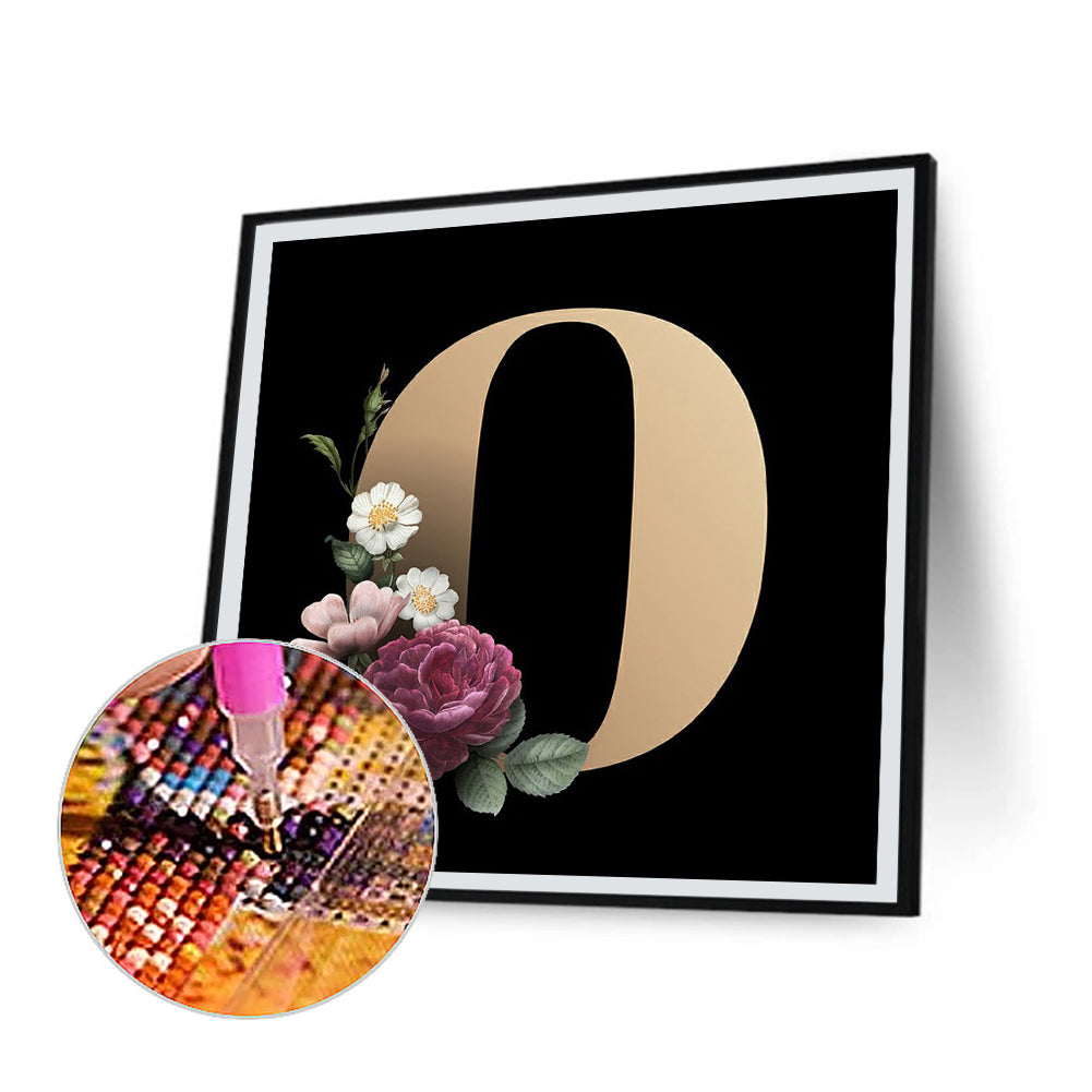 Dark Floral Letter O - Full Square Drill Diamond Painting 45*45CM