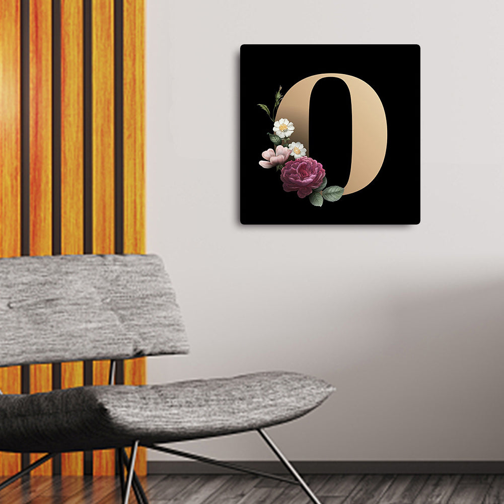 Dark Floral Letter O - Full Square Drill Diamond Painting 45*45CM