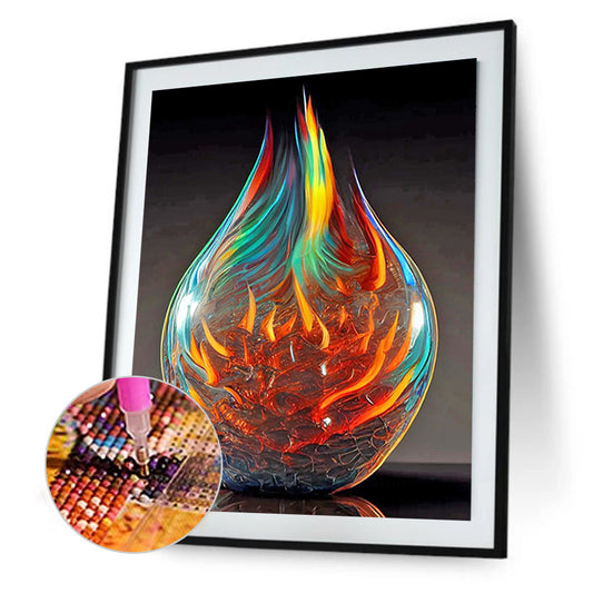 Glass Fire Sculpture - Full Round Drill Diamond Painting 30*40CM