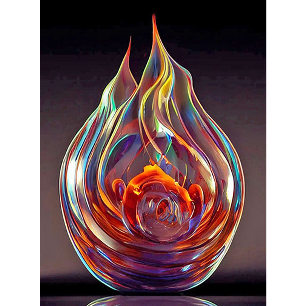 Glass Fire Sculpture - Full Round Drill Diamond Painting 30*40CM