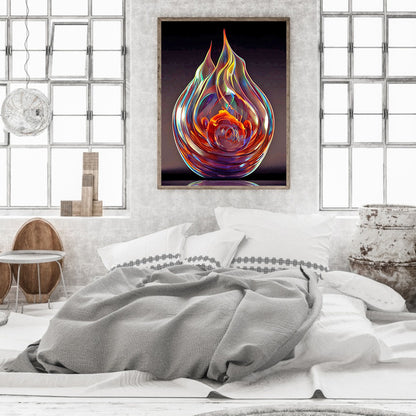 Glass Fire Sculpture - Full Round Drill Diamond Painting 30*40CM
